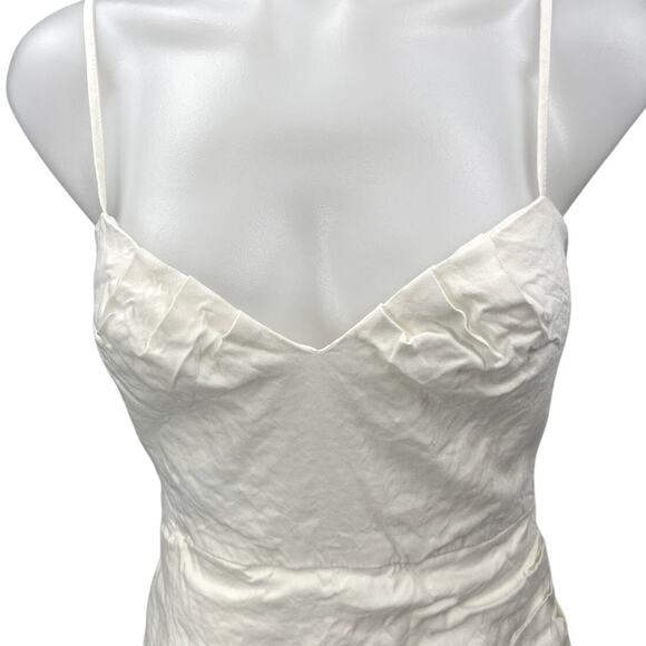 Mango MNG White Linen Sleeveless Cami Camisole Ruched Mini Pencil Dress Size 2 - Picture 3 of 5